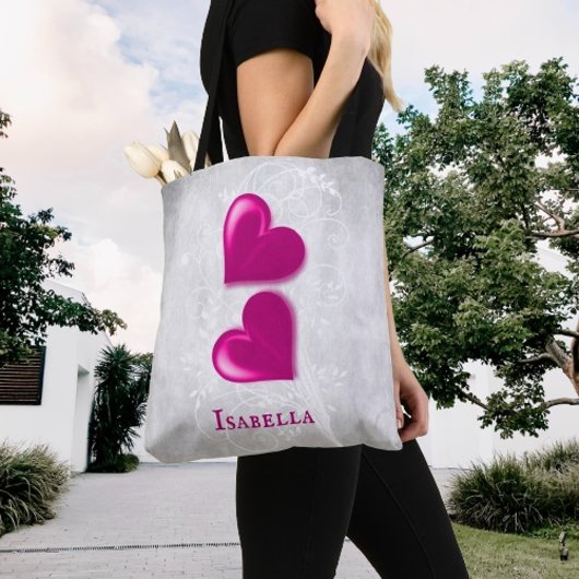 Magenta Hearts Sac fourre-tout personnalisé
