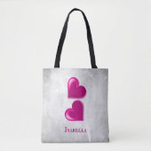 Magenta Hearts Sac fourre-tout personnalisé (Devant)