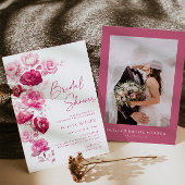 Magenta Heet Roze Bloemen Bruids Douche Uitnodigin Kaart