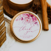 Magenta Heet Roze Bloemen Bruiloft Dank u Favor Ronde Sticker