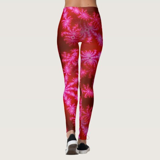 Magenta Hot Pink Psychedelic Mandelbrot Fractal Leggings (Achterkant)