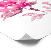 Magenta Hot rose Fête des mariées Florale Affiche  (Coin)