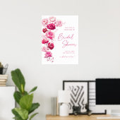 Magenta Hot rose Fête des mariées Florale Affiche  (Bureau à domicile)