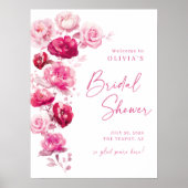 Magenta Hot rose Fête des mariées Florale Affiche  (Devant)