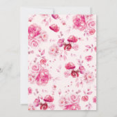 Magenta Hot rose Floral Élégant Mariage Invitation (Dos)