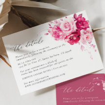 Magenta Hot Rose Mariage Détails Carte de boîtier