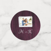 Magenta Houten Foto Bruidsdouche Confetti (Kleine voorkant)