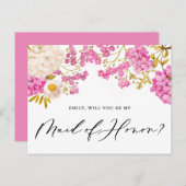 Magenta Hydrangeas Maid of Honor proposal Kaart (Voorkant / Achterkant)