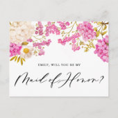 Magenta Hydrangeas Maid of Honor proposal Kaart (Voorkant)