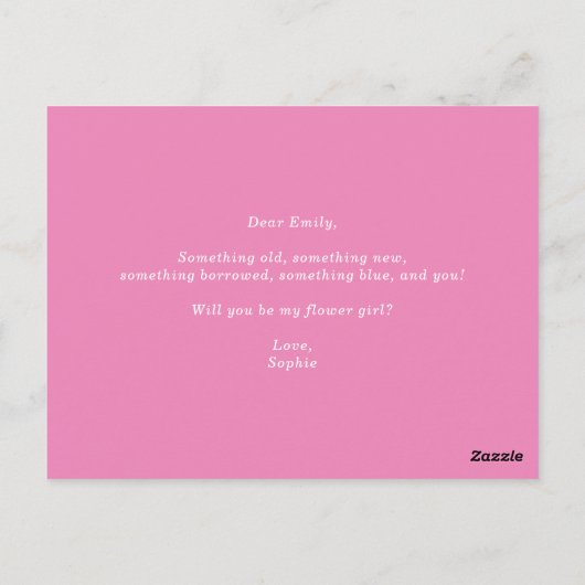 Magenta Hydrangeas wordt mijn Bloemenmeisje-Kaart Briefkaart (Achterkant)