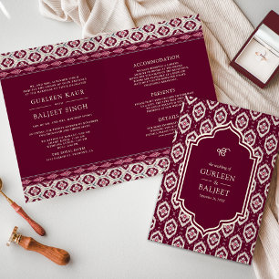 Magenta Ikat All in One Anand Karaj Sikh Huwelijk