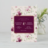 magenta jardin fleuri mariage feuille invitation (Debout devant)