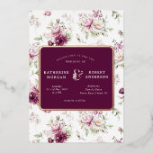 magenta jardin floral feuille de faire-part de mar (Recto)