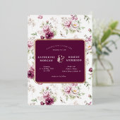 magenta jardin floral feuille de faire-part de mar (Debout devant)