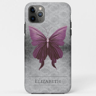 Magenta Jeweled Butterfly Damask iPhone 11 Pro Max Hoesje