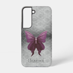 Magenta Jeweled Butterfly Damask Samsung Galaxy Hoesje