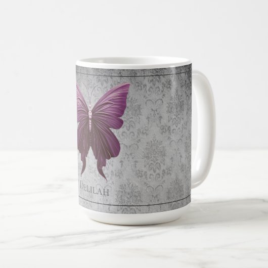 Magenta Jeweled Butterfly Koffiemok (Voorkant rechts)