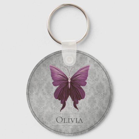 Magenta Jeweled Butterfly Sleutelhanger (Voorkant)