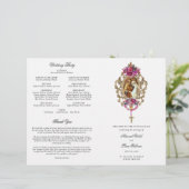 magenta katholieke bruiloft mis ceremonie programm (Staand voorkant)