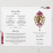 magenta katholieke bruiloft mis ceremonie programm (Voorkant / Achterkant)