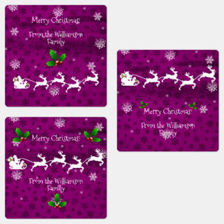 Magenta Kerstman's slee en rendier baklabel Labels