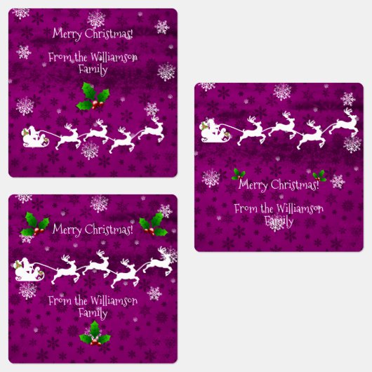 Magenta Kerstman's slee en rendier baklabel Labels (Groep)