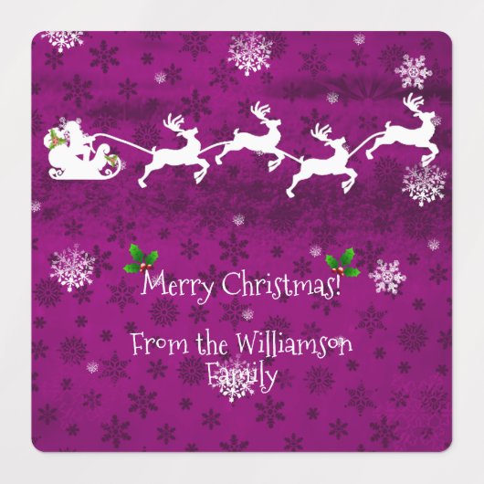 Magenta Kerstman's slee en rendier baklabel Labels (Design 2)