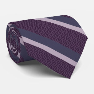Magenta lavendelstrepen op mauve diamantpatroon  stropdas