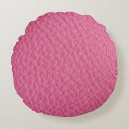 Magenta Leather look Print Round Pillow Rond Kussen
