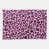 Magenta Leopard Print Retro Kitchen Towel Theedoek (Horizontaal)
