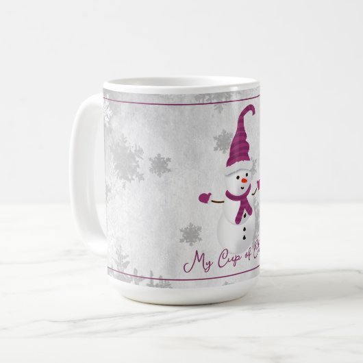 Magenta Leuke Sneeuwman Vakantie Mok (Voorkant links)
