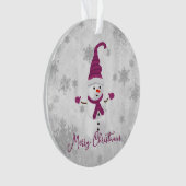 Magenta Leuke Sneeuwman Vakantie Ornament (voorkant)