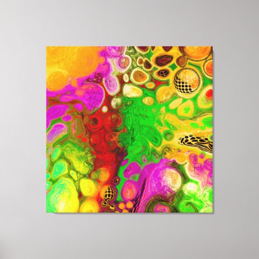 Magenta, Lime Green, Black Yellow abstract art Canvas Afdruk (Voorkant)