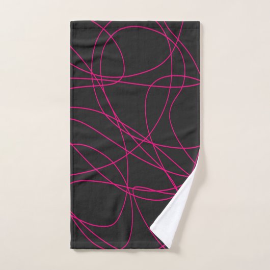 Magenta Line Art over zwart Bad Handdoek (Handdoek)