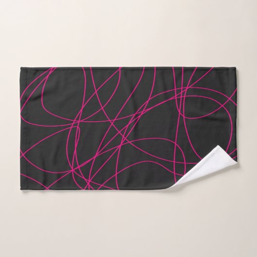 Magenta Line Art over zwart Bad Handdoek (Handdoek)