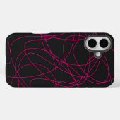 Magenta Line Art over zwart Case-Mate iPhone Case (Achterkant (horizontaal))