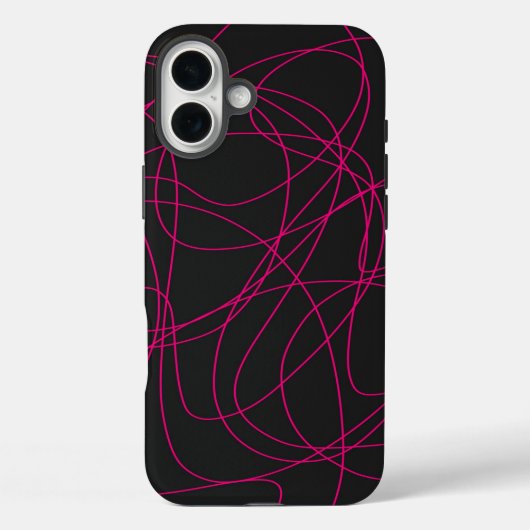 Magenta Line Art over zwart Case-Mate iPhone Case (Achterkant)