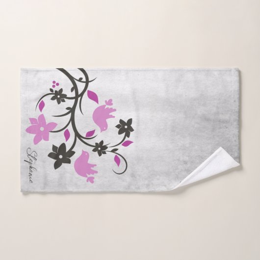 Magenta Lovebird Bath Towel Set Bad Handdoek (Handdoek)