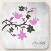 Magenta Lovebird Beverage Coaster Bier Onderzetter (Voorkant)