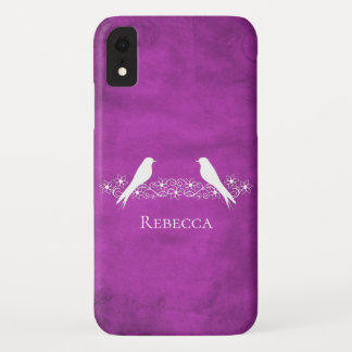 Magenta Lovebird Floral Vine iPhone Case