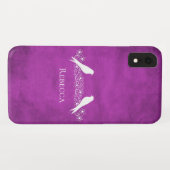Magenta Lovebird Floral Vine iPhone Case (Achterkant (horizontaal))