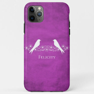 Magenta Lovebird Floral Vine iPhone Case