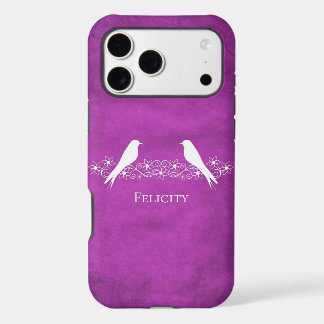 Magenta Lovebirds Floral Vine coque iphone