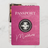Magenta Malediven Paspoort Bewaar de datum Save The Date (Voorkant / Achterkant)