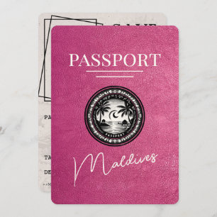 Magenta Malediven Paspoort Bewaar de datum Save The Date