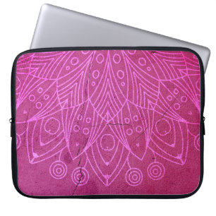 Magenta Mandala Zen Rustic Body Mind Spirit Laptop Sleeve