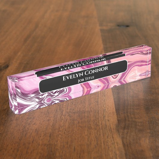 Magenta Marble Classy Modern - Gepersonaliseerd Naambordje (Zijkant)