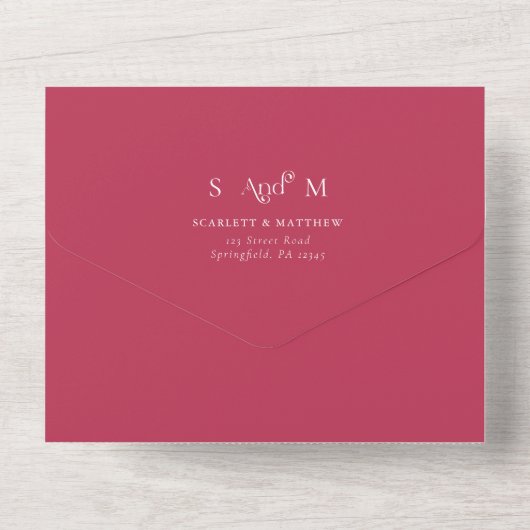 Magenta Mariage Whimsical tout en une invitation (Verso)