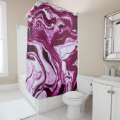 Magenta marmeren textuur: Abstracte vloeibare kuns Douchegordijn (In situ)