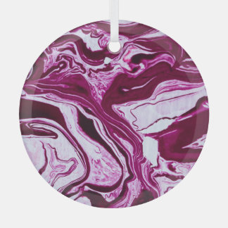 Magenta marmeren textuur: Abstracte vloeibare kuns Glas Ornament